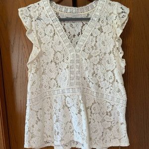 LOFT ivory lace blouse size 16